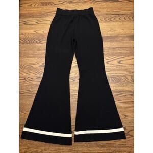 Miou Muse Woven Pant Black with Beige Stripe Size L Elastic High Waist Wide Leg